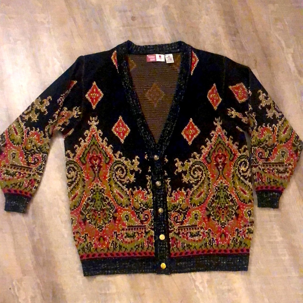 Size 42 Metallic Gold Cardigan- Sheridan Square